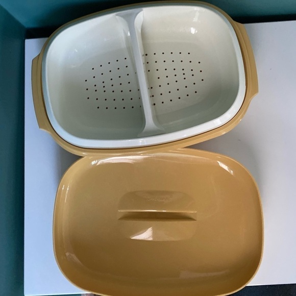 VTG Tupperware #1273 Harvest Gld 4 Pc Veg Rice Steamer Micro - Picture 7 of 14
